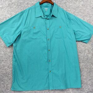 KingSize Shirt Mens 3XL Tall Teal Button Up Short Sleeve Dual Pocket Casual Big
